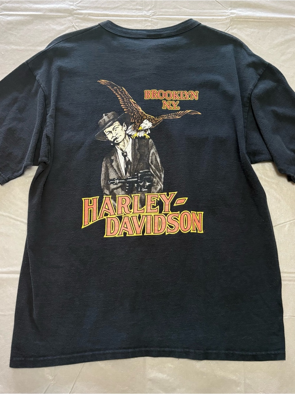 Vintage 1998 (?) Harley-Davidson Brooklyn NY Gangster Henley Tee